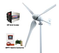 Éolienne horizontale de 8000W - Installation éolienne 24V hors réseau - Turbine à 3 pales - Démarrage à 2 m/s - Silencieuse, idéale pour une utilisation domestique - Blanche