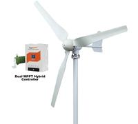 Éolienne horizontale - Modèle SM3-5000 - 5000 W - 24 V - 3 pales - Faible bruit - Système de contrôle avancé - Blanche