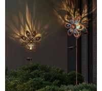Lampe Solaire Éolienne Éclairage D'Extérieur LED Pointe Or Rust Fleur Jardin 2x