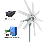 Éolienne, régulateur hybride MPPT, petite éolienne horizontale 1000 W, avec système onduleur, 1000 W, 24 V