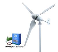 Éolienne SM6-6000 - Turbine éolienne horizontale - Générateur de 8000W, 48V - Régulateur de charge hybride - 3 pales de rotor - Vitesse de démarrage du vent : 2 m/s - Blanche