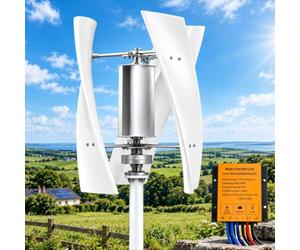 Éolienne verticale 6000 W, 12 V, 24 V, 48 V, 220 V, montage facile (48 V) | Générateur éolien silencieux avec contrôleur intelligent et design hélix pour maison, bateau, camping-car et éclairage