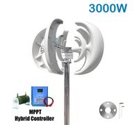 Éolienne verticale de 3000W - Éolienne - Générateur éolien - Moteur éolien - Système hybride énergie solaire - 12V/24V