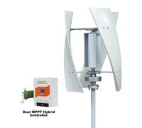 Éolienne verticale - Éolienne SX3-3000 - 3000 W - 24 V - 3 pales - Vitesse de démarrage : 1,5 m/s - Super-Controller - Blanc