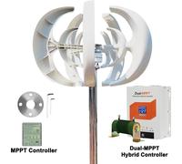 Éolienne verticale - Générateur éolien 3000W, 48V - Turbine à axe vertical - Régulateur de charge dual MPPT - Faible bruit - Système hybride éolien-solaire hors réseau - 48V, technologie MPPT
