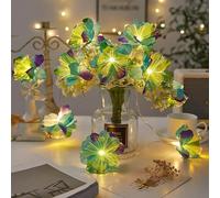 EONANT Fibre Optique Guirlande de Fleurs Lumineuses, Guirlande Lumineuse LED Fée Électrique pour Chambre, Décoration Intérieure et Extérieure, Mariage, Noël, Jardin, Fête (Vert, 5,95 m 40 LED)