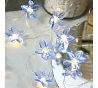 EONANT Guirlande de fleurs à LED - 30 LED - 30 LED - Fonctionne avec piles - Pour l'intérieur et l'extérieur - Pour chambre à coucher, fête, jardin et vacances - Bleu