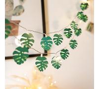 EONANT Guirlande Lumineuse Feuille, Feuille de Palmier Artificielle Murale Feuille de Rotin Guirlande Lumineuse 20 LED Alimenté par Batterie Intérieur et Extérieur Vert Jungle Décor (Monstère)
