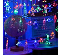 EONANT Guirlande lumineuse LED pour chambre d'enfant 20 LED 3 m Astronaute Vaisseau spatial Fusée Décoration de chambre à coucher, alimenté par piles Noël Yard Festive Party Lights (Multicolore)