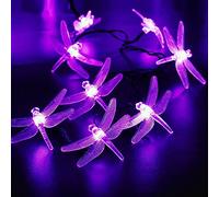 EONANT Guirlande Solaire Libellule 20FT / 30 LED lumières de Conte de fées intérieures et extérieures étanches, adaptées à la fête de Noël de Mariage de clôture de Jardin de Cour (Violet)