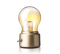 EONANT Lampe de chevet à ampoule rétro, veilleuse USB rechargeable créative, lampe de table LED à l'ancienne, petite lampe de table ampoule décorative de bureau de chambre à coucher (Doré)