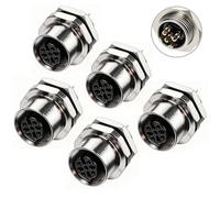 Eonvic Lot de 5 douilles M12 5 broches femelles A Code Aviation Montage sur panneau 12 mm Connecteur circulaire industriel IP67 étanche pour capteurs automates et équipements d'automatisation