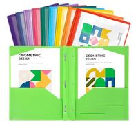 EOOUT Lot de 20 dossiers de poche avec griffes, 10 couleurs résistantes, avec poche avant transparente pour papier format lettre, dossiers en polyéthylène avec fente pour cartes de visite pour