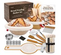 Eosify Banneton pour Pain 14 Pièces, Banneton en Corde de Coton 23 et 26 cm | Kit levain complet : accessoires pour débuter en boulange au levain, bocal de fermentation inclus - votre kit pain au levain.