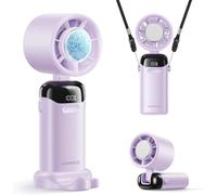 Eouyt Mini ventilateur turbo portatif avec glacière réfrigérante, puissant 21000 tr/min, vitesse réglable de 1 à 199, jusqu'à 14 heures de refroidissement, rechargeab, Violet
