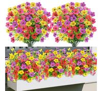 Epaing Fleur Artificielle, 6 Bouquet de Fleurs Artificielles Deco de 4 Couleurs Plante Artificielle Extérieur Resistant Aux UV, Fausse Plante Exterieur, Fleurs Artificielles Extérieures