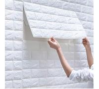 Épaissi de haute qualité 10 pièces Stickers Muraux Brique 3D,Papier Peint Brique Imperméable Auto-Adhésif blanche 77cm×70cm