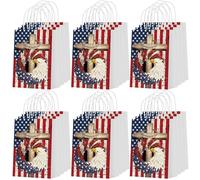 Epakh Lot de 24 sacs cadeaux patriotiques du 4 juillet avec poignées motif aigle drapeau américain pour fête commémorative des anciens combattants américains