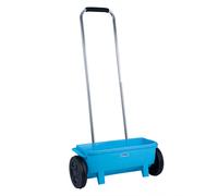 Épandeur à caisse épandeur universel épandeur à grandes roues 12 litres levier de réglage semence chaux, plastique aluminium, réglable, bleu, LxlxH 56x19x22 cm