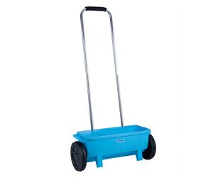 Épandeur à caisse épandeur universel épandeur à grandes roues 12 litres levier de réglage semence chaux, plastique aluminium, réglable, bleu, LxlxH 56x19x22 cm
