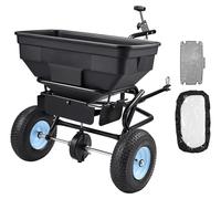 Épandeur à centrifugation SucceBuy, épandeur tracté d'une capacité de 59 kg, épandeur de jardin à tirer ou à pousser, équipé de pneus de 33 cm, de 30 niveaux de réglage et d'une largeur d'épandage de 