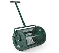 Épandeur à compost COSTWAY 77 L, épandeur à mousse de tourbe avec poignée en T réglable en hauteur et panier en filet, Ø 40 x 61 cm, épandeur d'engrais, épandeur de jardin, épandeur manuel (vert)