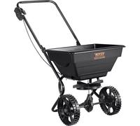 Épandeur à conducteur marchant de 25 lb - Épandeur équipé de roues de 20 cm et d'un distributeur de semences en métal - Tondeuse à gazon et épandeur de sel pour usage résidentiel, agricole et sur terr