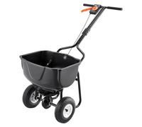 Épandeur à pousser, capacité de 60 lb, épandeur à pousser avec grille de trémie, largeur d'épandage de 0 à 9,8 pieds, pneus tout-terrain de 8 pouces, épandeurs pour jardin et pelouse, pour semences et