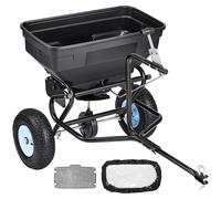 Épandeur centrifuge VEVOR, épandeur à attelage de 59 kg, épandeur de jardin à attelage/poussée avec pneus de 33 cm, 30 réglages et une largeur de distribution de 3 mètres, chariot d'épandage pour seme