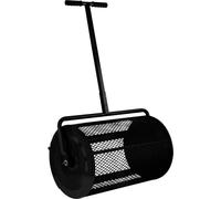Épandeur de compost 66 cm, épandeur de semences, épandeur de mousse de tourbe, épandeur de jardin, épandeur d'engrais, rouleau avec poignée en T, pelouse, gazon, acier, poignée télescopique, 80 L, noi