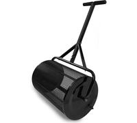 Épandeur de compost - Épandeur d'engrais et de graines de gazon - 40 x 65 cm - Panier en métal avec grille - Poignée en mousse - Noir