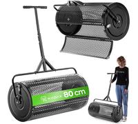 Épandeur de compost KADAX 100 L avec tambour à mailles fines, épandeur, épandeur d'engrais en acier, épandeur de jardin, épandeur avec poignée en T réglable en hauteur, épandeur manuel