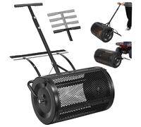 Épandeur de compost pour pelouse - Épandeur de tourbe, largeur de travail 61 cm - Capacité 76,5 L - Poignée de poussée/traction - Réglable en hauteur sur 4 positions - Tambour en acier thermolaqué - N