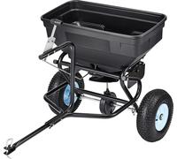 Épandeur tracté, capacité de 130 lb, épandeur de jardin tracté/poussé avec pneus de 13 pouces, 30 réglages ajustables et largeur d'épandage de 9,8 pieds, épandeurs de pelouse pour semences, engrais, s