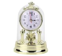 EPASHA Horloge de cheminée silencieuse de Style européen Vintage avec Couvercle en Verre en Forme de dôme, à Piles, Horloge de Table Antique for Salon, Chambre à Coucher, Bureau, 11 x 17 cm, Or