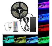 Epbowpt 10M Kit Bande LED 60LEDs/m RVB 5050 SMD Ruban Flexible Multicolore Lumineux Bande LED étanche IP65 avec télécommande 44 touches + Prise UE DC 24 V/5 A Bloc d'alimentation