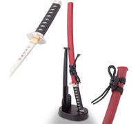 Epée coupe-papier - Mini Katana 20 cm - Très tranchant - Forge japonaise en acier - Fait main avec support - Elégante épée de samouraï MT-32R