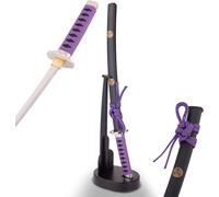 Epée coupe-papier - Mini Katana 20 cm - Très tranchant - Forge japonaise en acier - Fait main avec support - Epée samouraï élégante