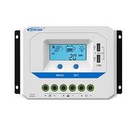 EPEVER Contrôleur de charge solaire 10 A, 12 V/24 V, régulateur de charge de panneau solaire PWM avec écran LCD et double sortie USB puissante