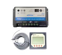 EPEVER® EPIPDB-Com Régulateur de charge PWM 20 A pour 2 batteries différentes 12/24 V Duo Batterie, avec télécommande EPEVER Display MT1