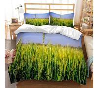 épi de Blé Housse de Couette 150x200 Parures de Lit 1 Personne Imprimé 3D Microfibre Douce Rizières Housses Couette avec 2 Taies d'oreiller et Fermeture Éclair k.4602