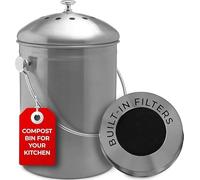 EPICA Composteur de Cuisine en Acier Inoxydable, Seau à Compost inodore avec filtres à Charbon, Seau à Compost avec Couvercle, pour Les restes Alimentaires et Le Recyclage des déchets