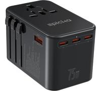 EPICKA Adaptateur Prise Universelle, PD 75W Adaptateur Voyage avec 3 USB-C, 2 USB-A, Adaptateur Prise Universelle Voyage, Adaptateur International vers USA Japon Canada UK Australie Chine