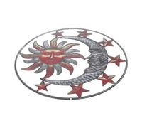 EPIGEIST Décoration Murale Extérieure en Fer Marron Forme Soleil et Lune, Applique Murale Unique et Réaliste pour Couloir ou Jardin