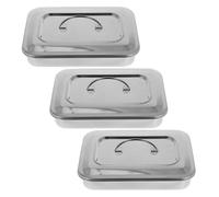 EPIGEIST Plateau pour Instruments de Beauté 3 Pièces en Acier Inoxydable 201 sans Trous 23 Cm avec Couvercle Boîte pour Outils de Manucure et Nail Art