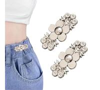 Épingles à boutons pour jeans amples, tendeur de taille de pantalon - 2 paires d'ajusteurs de taille de jeans - Boucles de serrage de taille réglables, ajusteur de taille de jean détachable décoratif