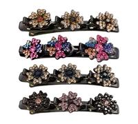 Épingles à cheveux en strass | 4 pièces pour femme - Barrettes décoratives et tendance pour anniversaire, fête de mariage, danse, école, trajets quotidiens, rendez-vous galant, Noël, épouse
