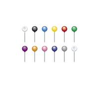 Boîte de 50 épingles sphériques - Hauteur de pointe 15mm - 6mm de diamètre - Couleurs assorties