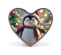 Épinglette de Noël amusante en alliage d'aluminium en forme de pingouin personnalisé en forme de cœur - Mini broche classique pour sacs à dos, chapeaux, costumes, vestes