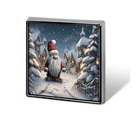Épinglettes carrées en métal pour Noël, vacances, couronne de Père Noël, badge imprimé pour femme, sac à dos, décoration de revers pour cadeau d'anniversaire, Saint-Valentin, Carré, Aluminium, Alliage
